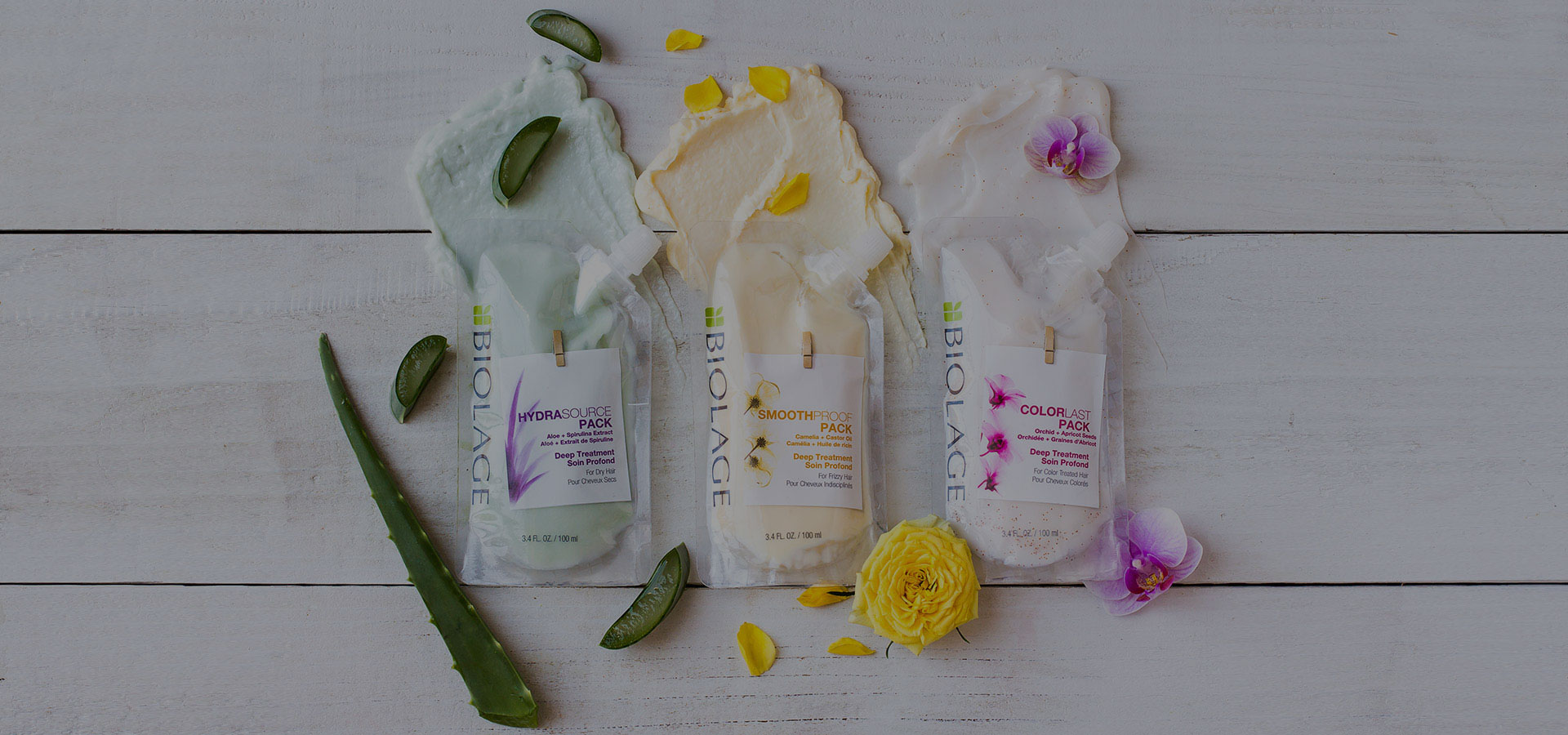 Matrix Biolage Hydrasource, Smoothproof en Colorlast Packs: haarverzorging voor elk haartype door middel van een haarmasker.